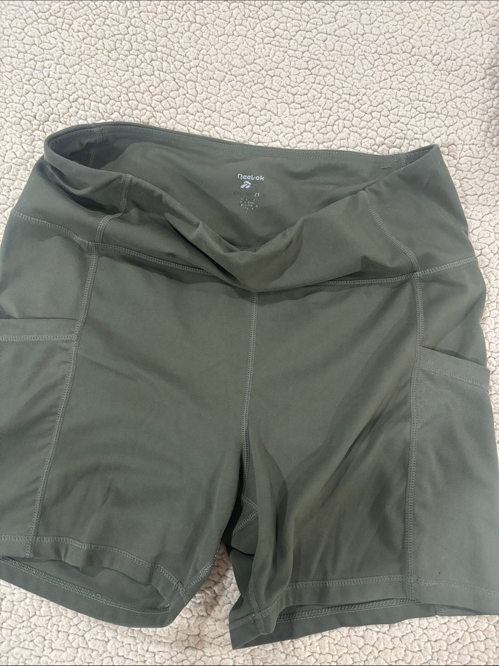 Reebok Olive Green High-Rise Bike Shorts